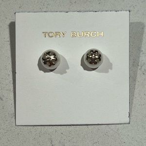 Tory Burch Pearl and gold logo earrings NEW